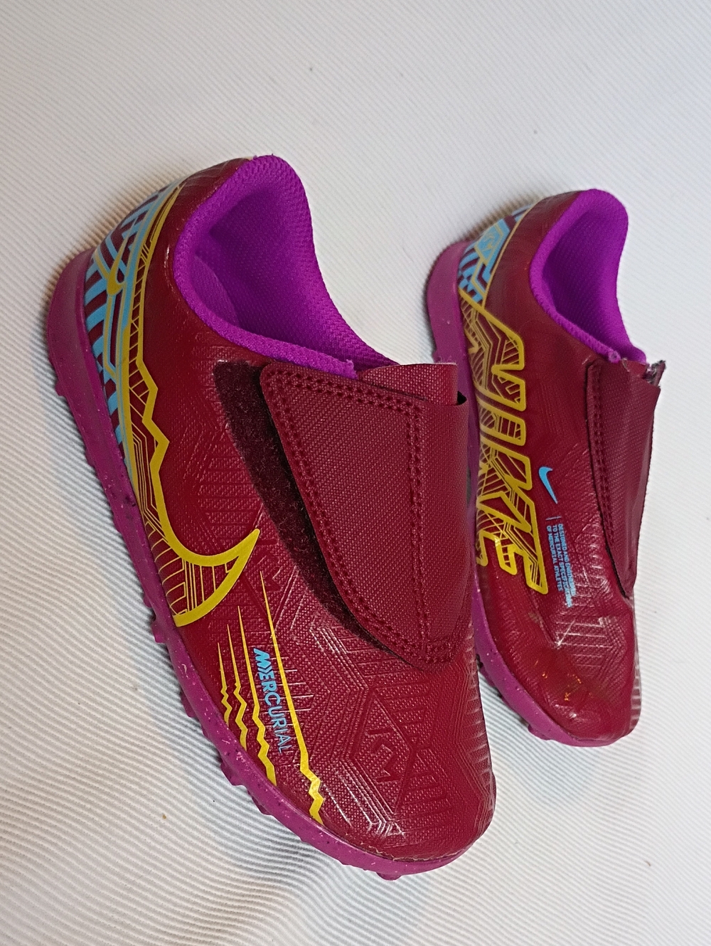 Nike Mercurial Kids Toddler Athletic Sneaker In Maroon And Gold